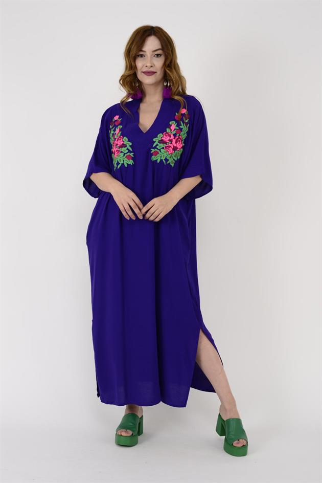 AN10656 NAKIŞ DETAYI V YAKA ELBİSE