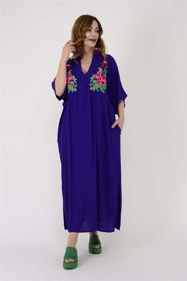 AN10656 NAKIŞ DETAYI V YAKA ELBİSE