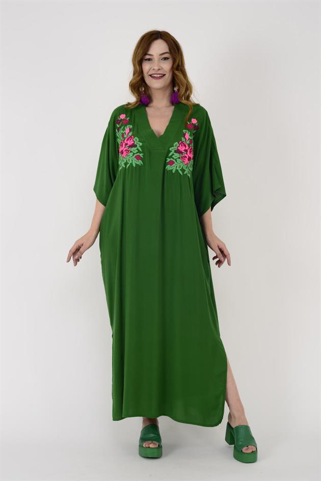 AN10656 NAKIŞ DETAYI V YAKA ELBİSE