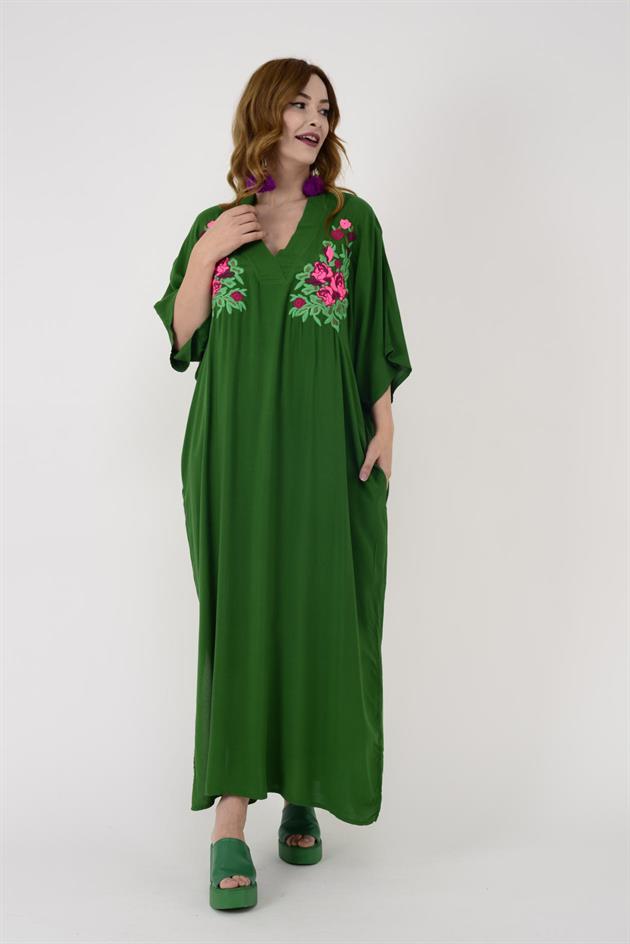 AN10656 NAKIŞ DETAYI V YAKA ELBİSE