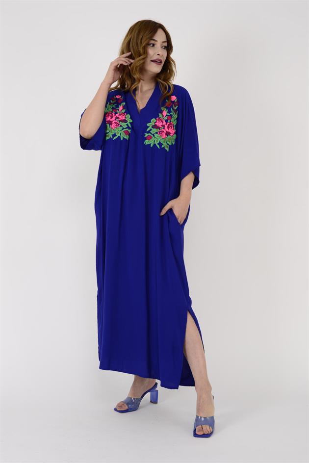 AN10656 NAKIŞ DETAYI V YAKA ELBİSE