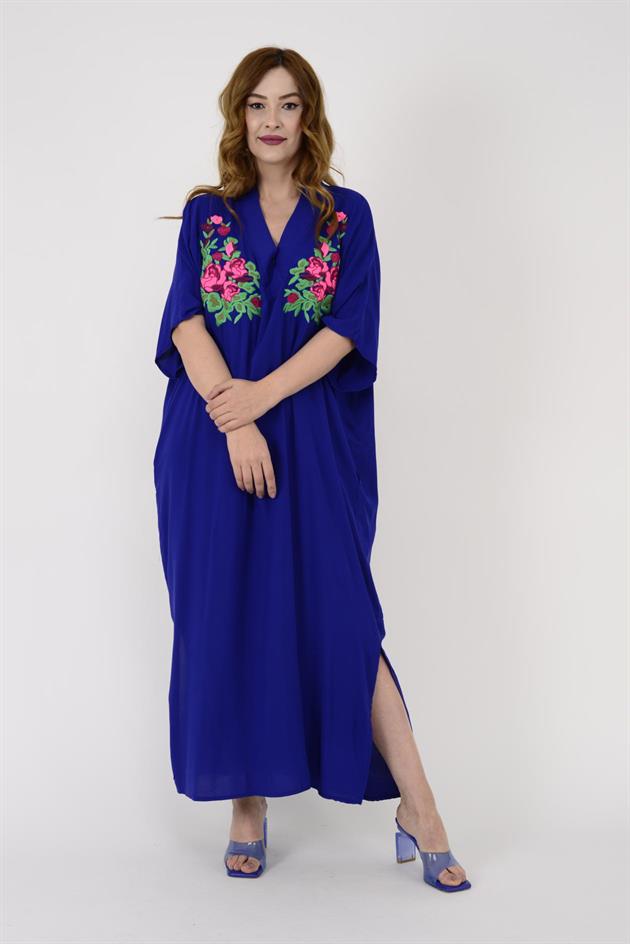 AN10656 NAKIŞ DETAYI V YAKA ELBİSE