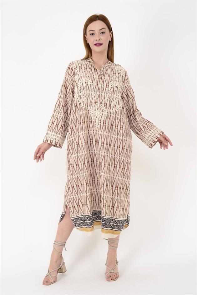 AN10669 MARIN İŞLEME DETAYLI ELBİSE