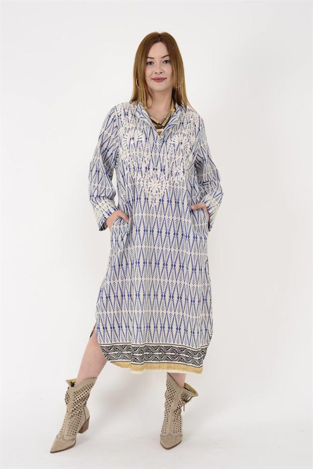 AN10669 MARIN İŞLEME DETAYLI ELBİSE