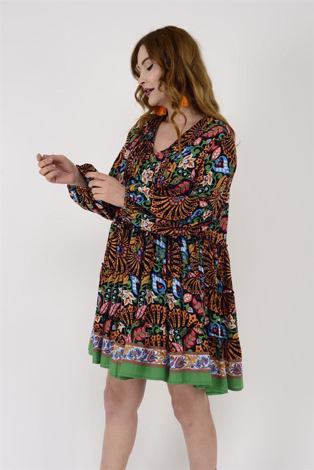 AN10672 MARIN PÜSKÜL DETAYLI KISA ELBİSE