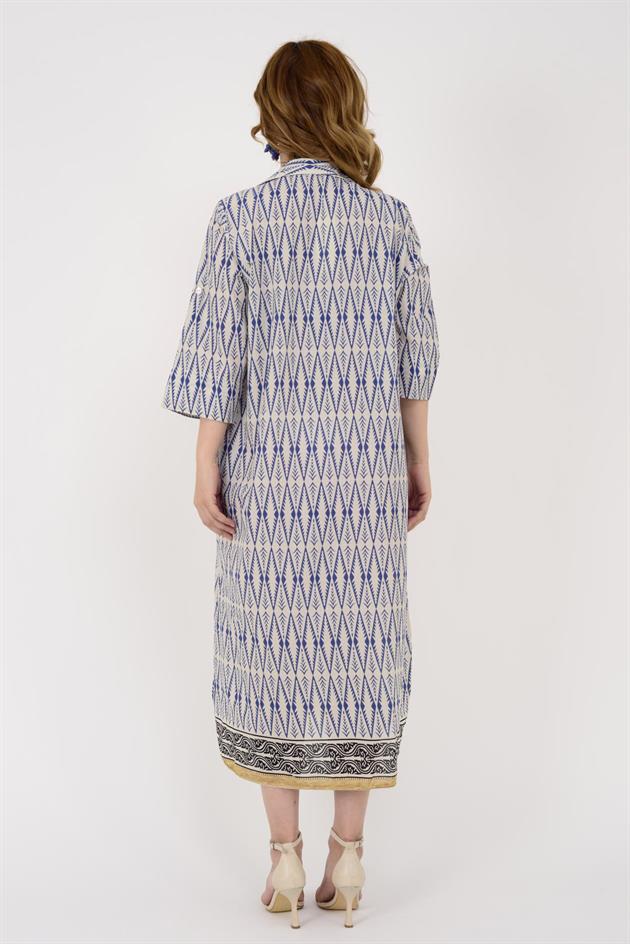 AN10674 MARIN NAKIŞ DETAYLI ELBİSE