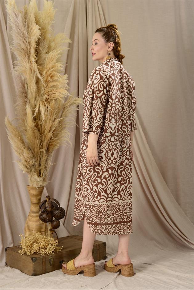 AN10674 MARIN NAKIŞ DETAYLI ELBİSE