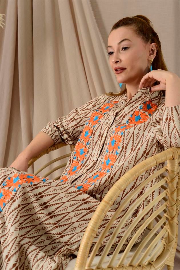 AN10674 MARIN NAKIŞ DETAYLI ELBİSE