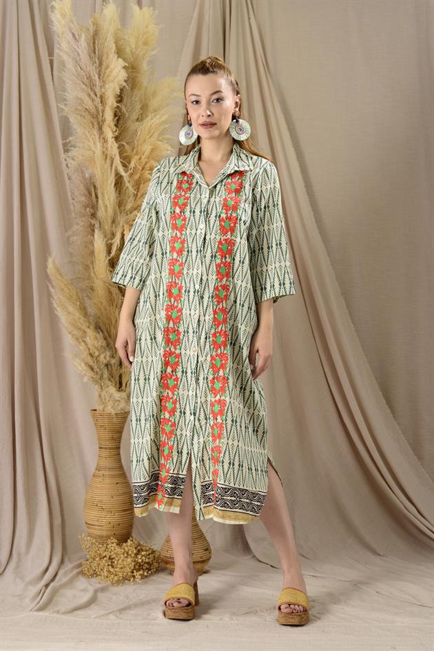 AN10674 MARIN NAKIŞ DETAYLI ELBİSE