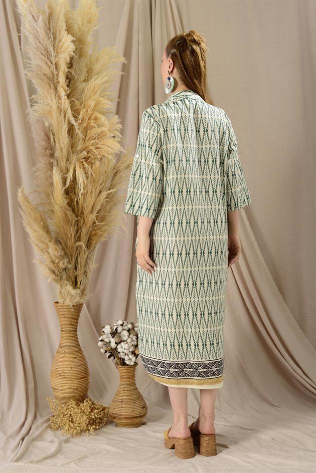 AN10674 MARIN NAKIŞ DETAYLI ELBİSE