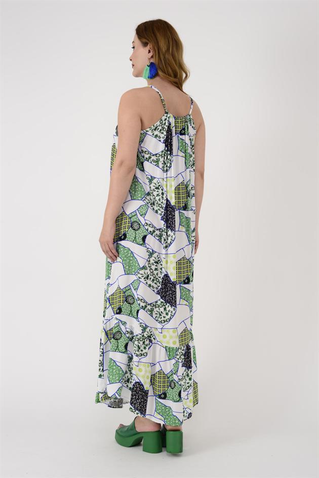 AN10675 MELAY PÜSKÜL DETAYLI ASKILI ELBİSE