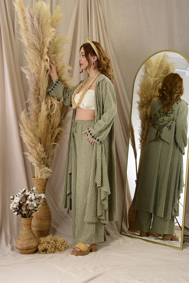 AN10676 TIGER ARKASI ZEYTİN DALI İŞLEMELİ 2Lİ TAKIM