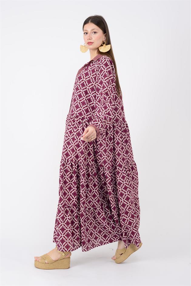 AN10684 MARIN GARNİ DETAYLI GÖMLEK ELBİSE