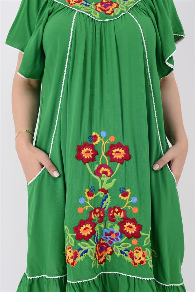 AN10697 NAKIŞ İŞLEMELİ KISA ELBİSE