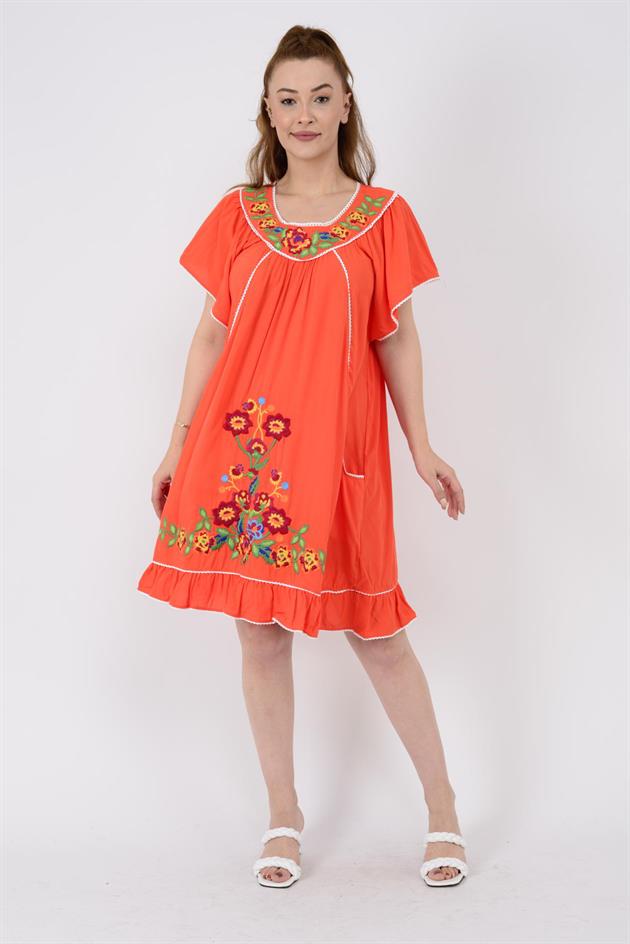 AN10697 NAKIŞ İŞLEMELİ KISA ELBİSE