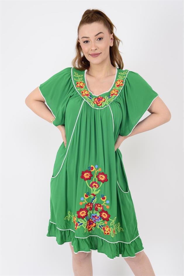 AN10697 NAKIŞ İŞLEMELİ KISA ELBİSE