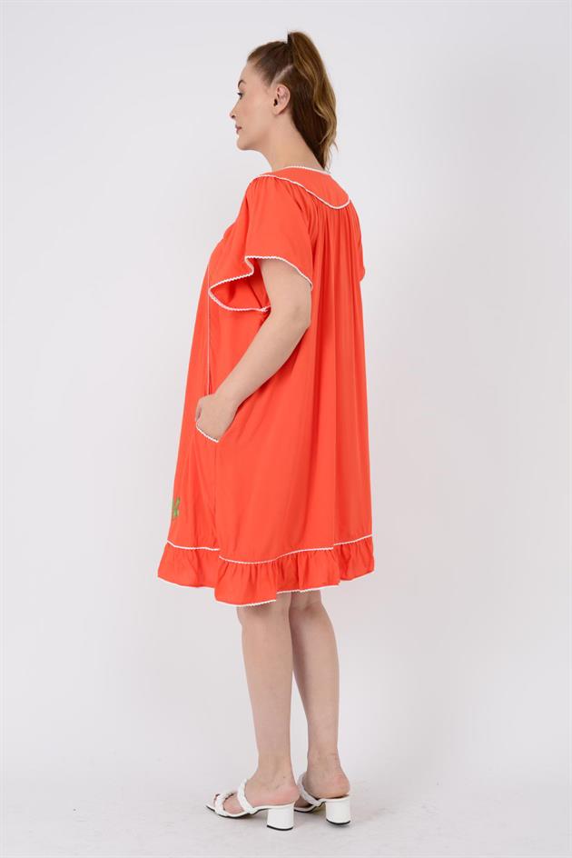 AN10697 NAKIŞ İŞLEMELİ KISA ELBİSE