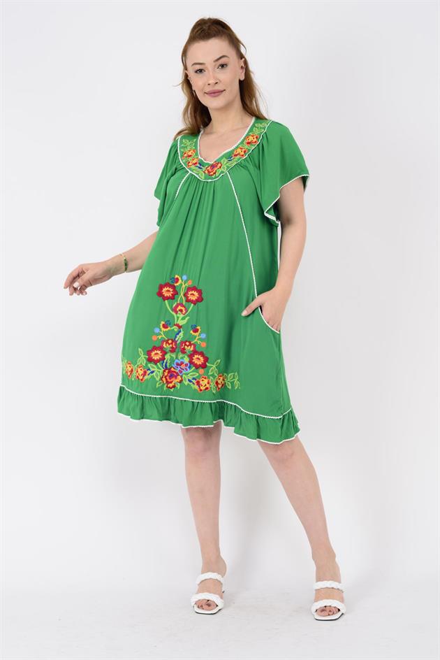 AN10697 NAKIŞ İŞLEMELİ KISA ELBİSE