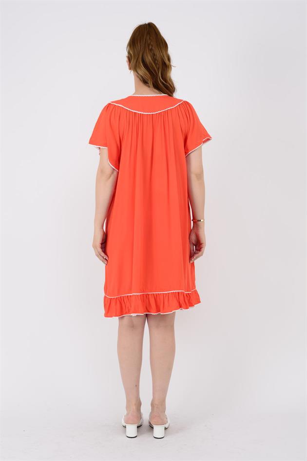 AN10697 NAKIŞ İŞLEMELİ KISA ELBİSE