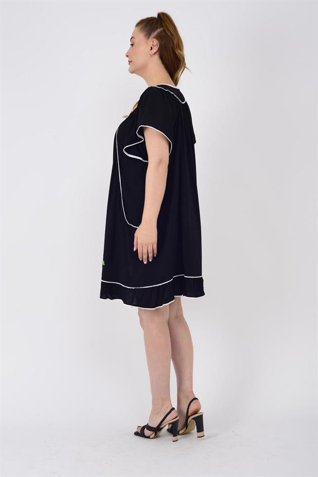 AN10697 NAKIŞ İŞLEMELİ KISA ELBİSE