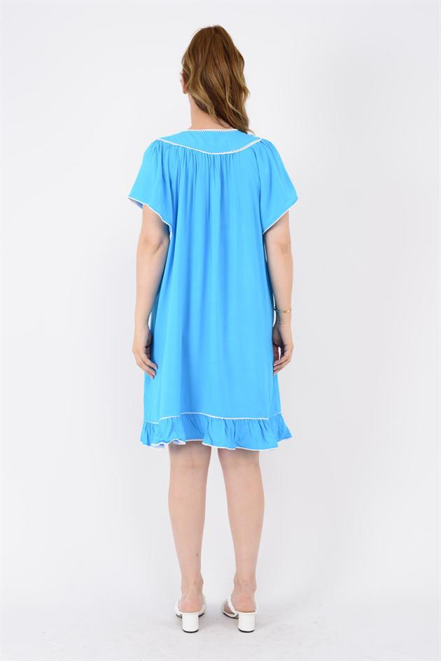 AN10697 NAKIŞ İŞLEMELİ KISA ELBİSE