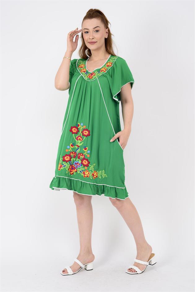 AN10697 NAKIŞ İŞLEMELİ KISA ELBİSE