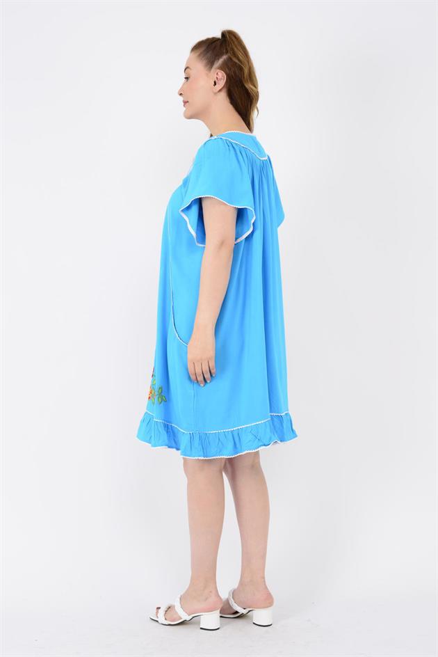 AN10697 NAKIŞ İŞLEMELİ KISA ELBİSE