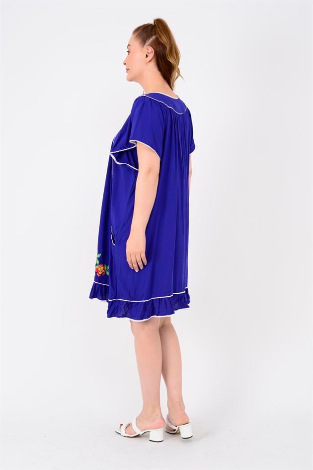 AN10697 NAKIŞ İŞLEMELİ KISA ELBİSE