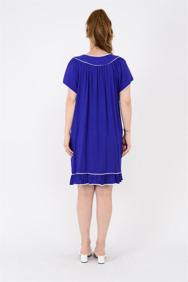 AN10697 NAKIŞ İŞLEMELİ KISA ELBİSE