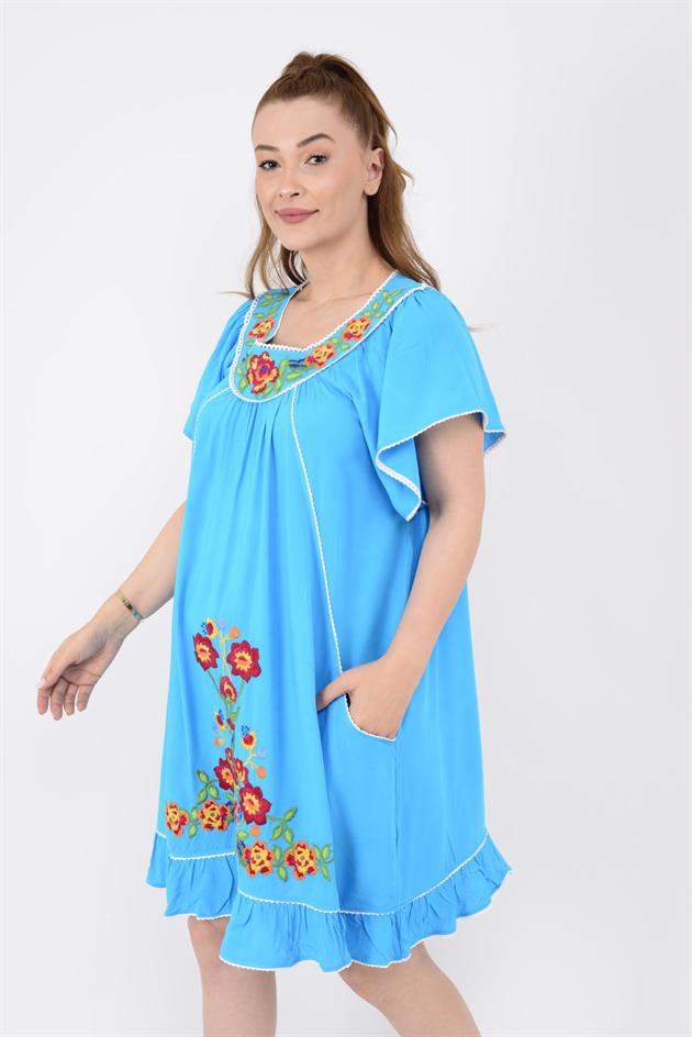 AN10697 NAKIŞ İŞLEMELİ KISA ELBİSE