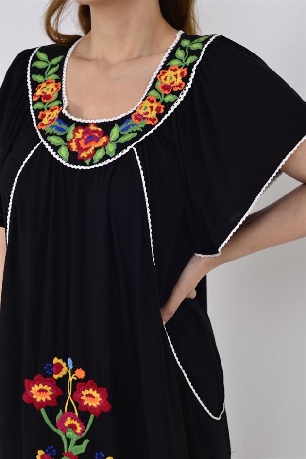 AN10697 NAKIŞ İŞLEMELİ KISA ELBİSE