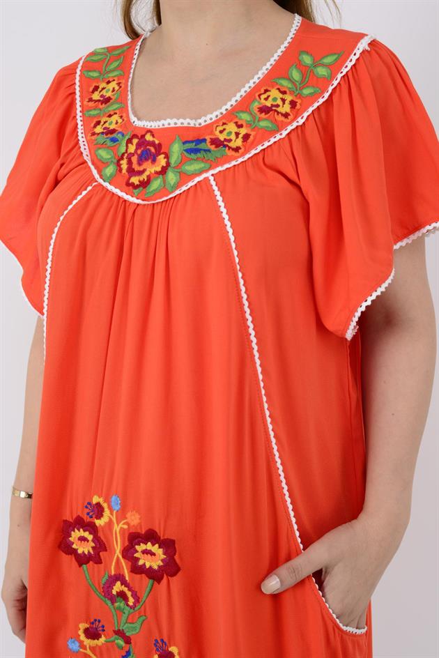 AN10697 NAKIŞ İŞLEMELİ KISA ELBİSE