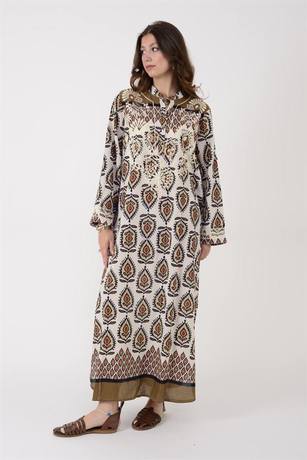 AN10708 MARIN NAKIŞ DETAYLI ELBİSE