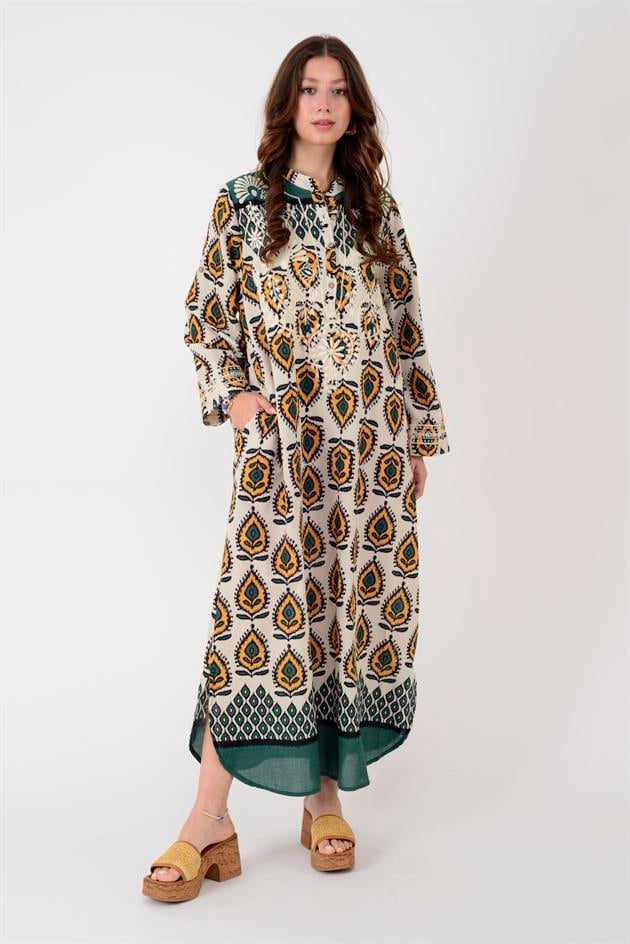 AN10708 MARIN NAKIŞ DETAYLI ELBİSE