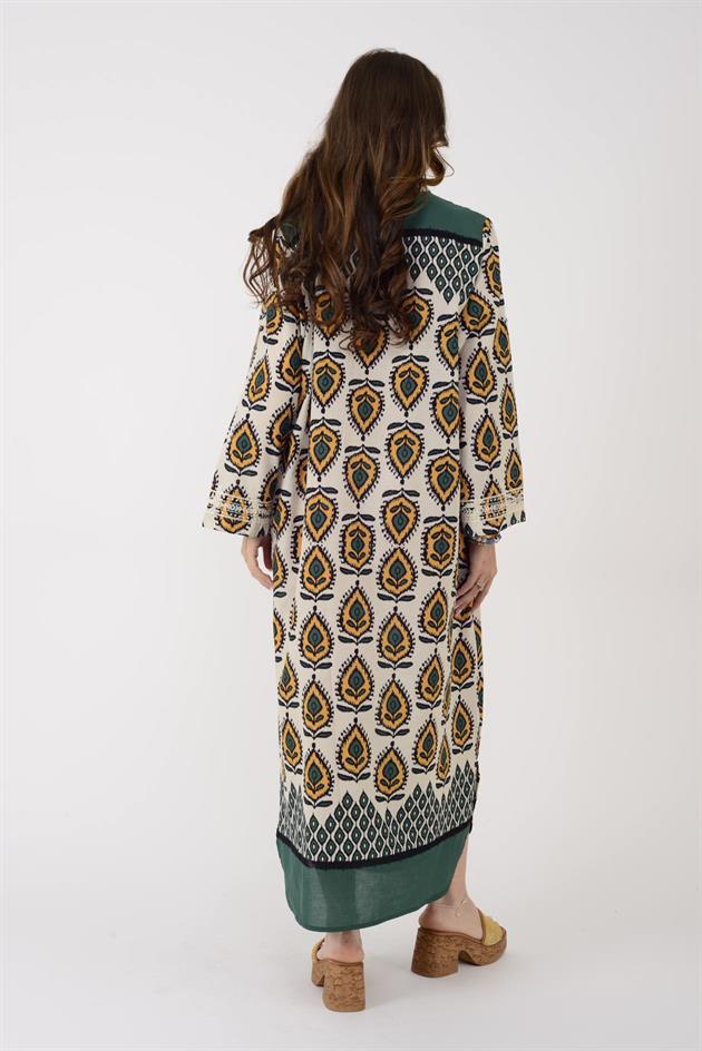 AN10708 MARIN NAKIŞ DETAYLI ELBİSE