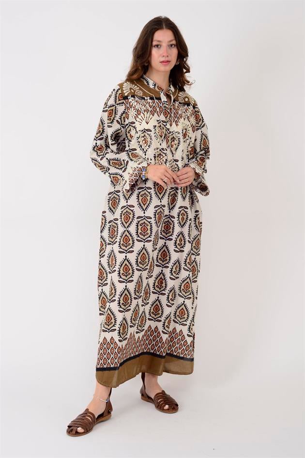 AN10708 MARIN NAKIŞ DETAYLI ELBİSE