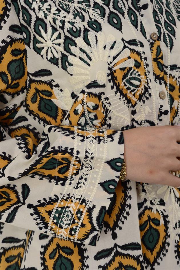 AN10708 MARIN NAKIŞ DETAYLI ELBİSE