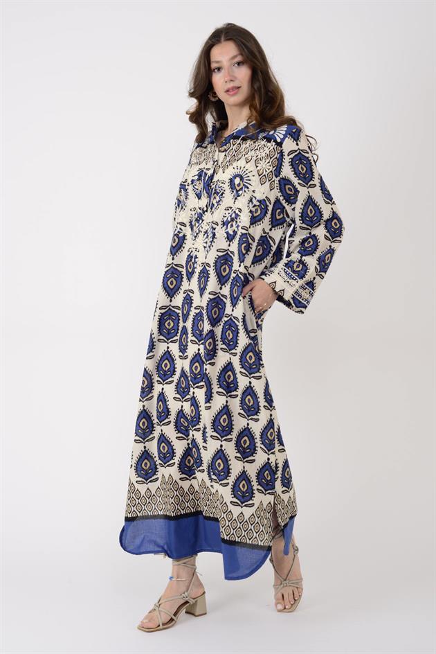 AN10708 MARIN NAKIŞ DETAYLI ELBİSE