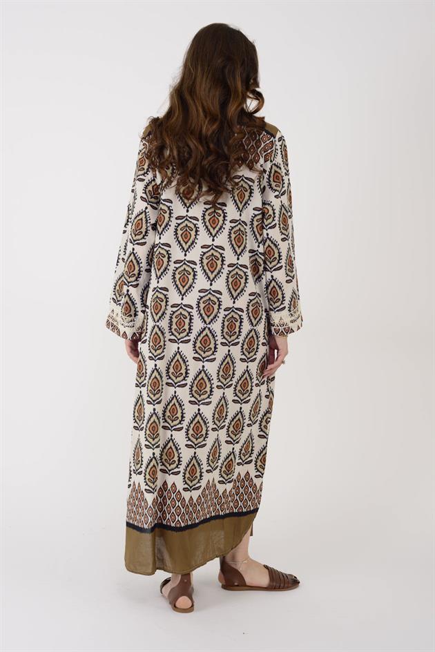 AN10708 MARIN NAKIŞ DETAYLI ELBİSE