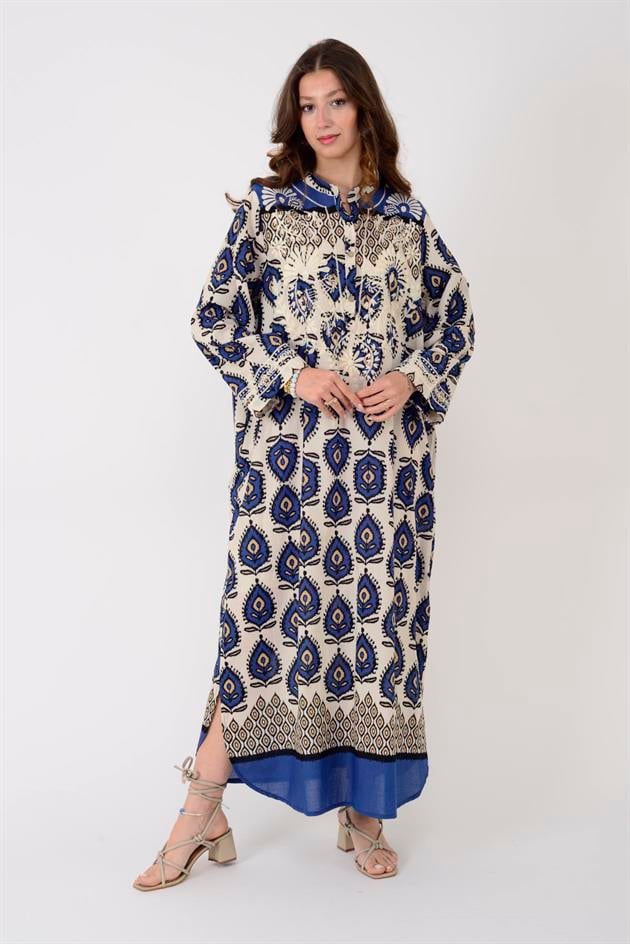 AN10708 MARIN NAKIŞ DETAYLI ELBİSE