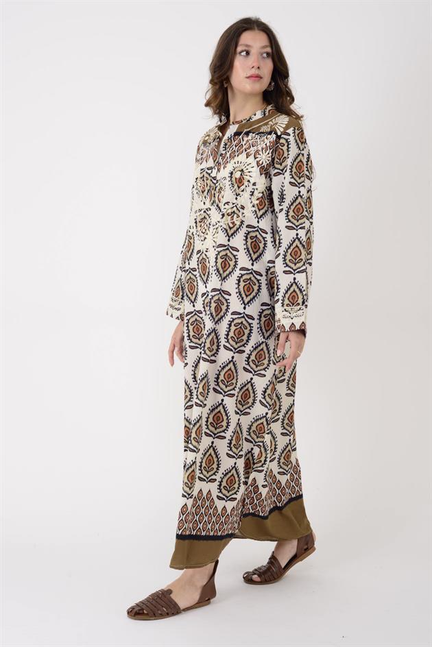 AN10708 MARIN NAKIŞ DETAYLI ELBİSE