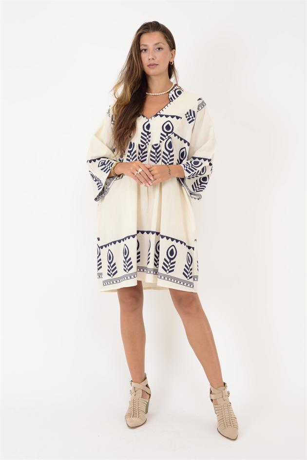 AN10716 DAMLA DESEN V YAKA KISA ELBİSE