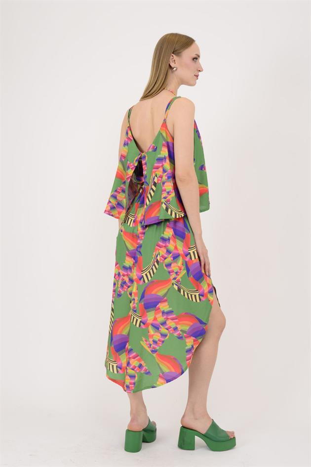 AN10725 DUAL KATLI ASKILI ELBİSE