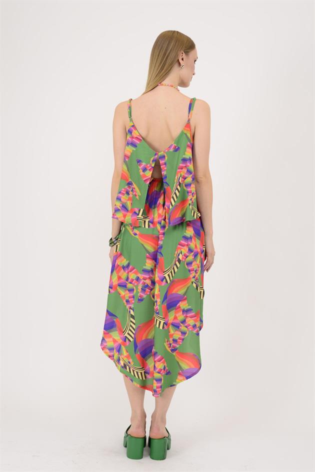 AN10725 DUAL KATLI ASKILI ELBİSE