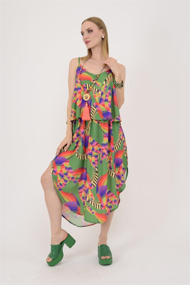 AN10725 DUAL KATLI ASKILI ELBİSE