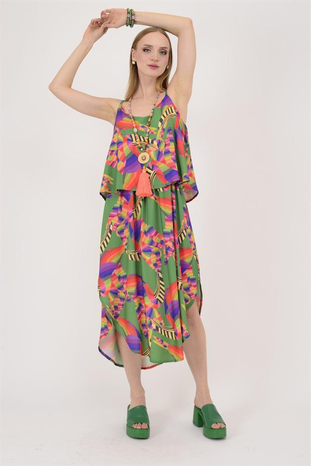 AN10725 DUAL KATLI ASKILI ELBİSE