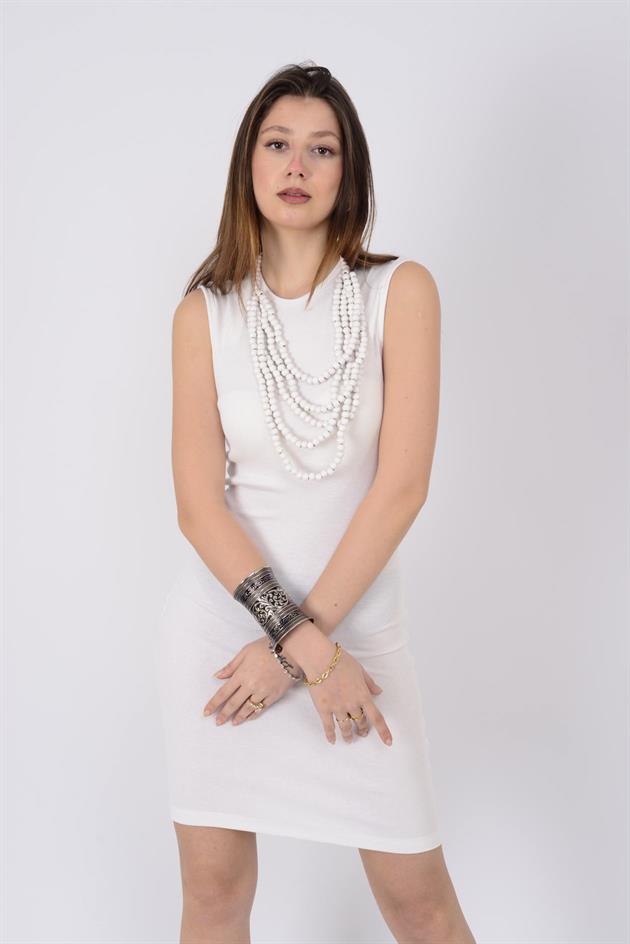 AN10730 FİTİLLİ KOLSUZ ELBİSE