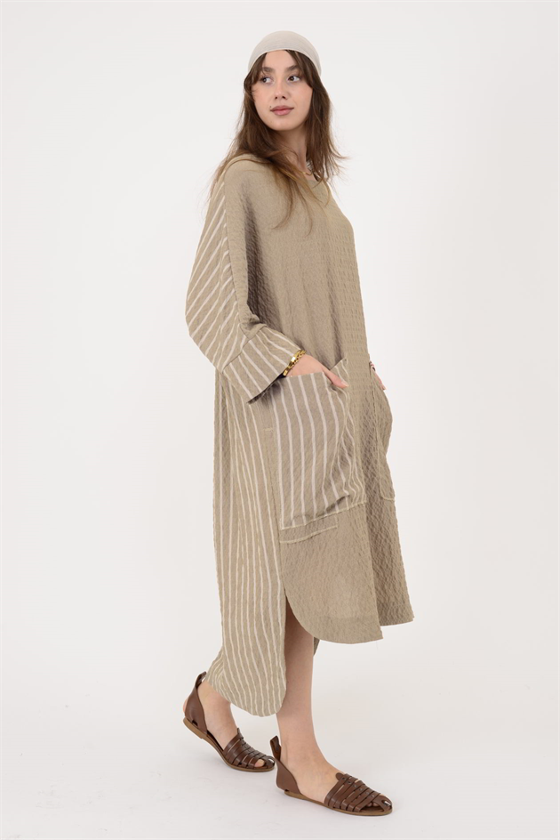 AN10745 BLUNT CEP DETAYLI GOFRE ELBİSE