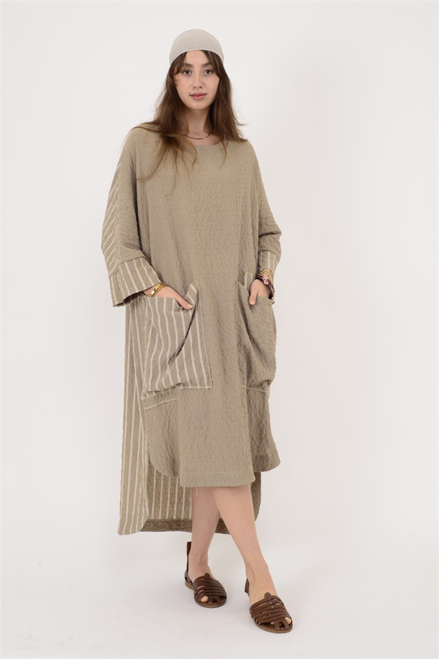 AN10745 BLUNT CEP DETAYLI GOFRE ELBİSE