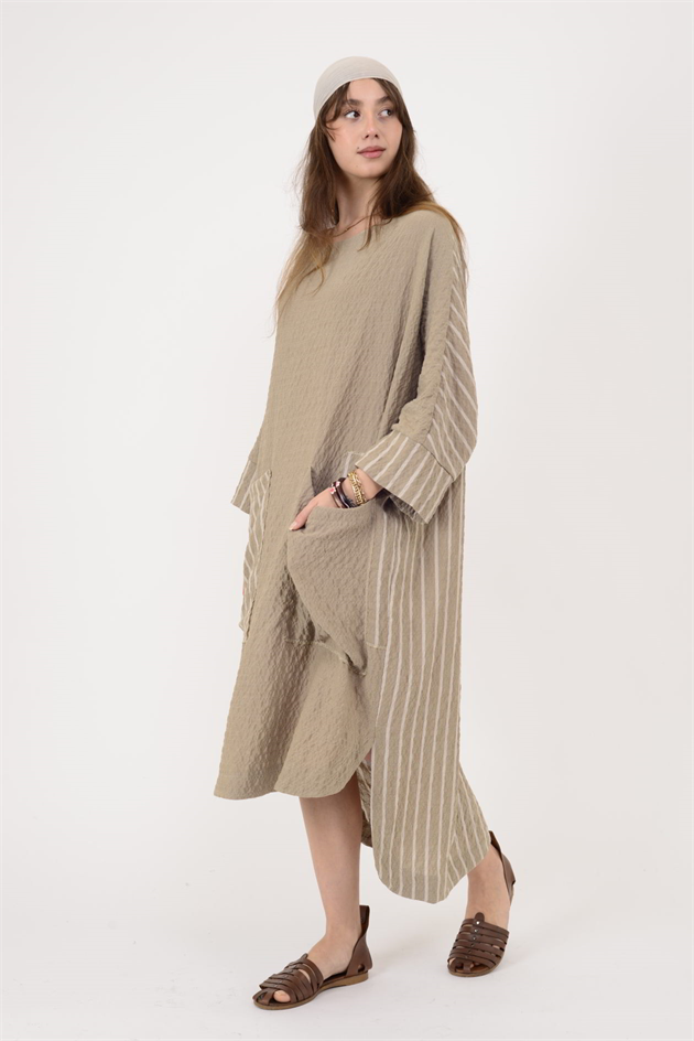 AN10745 BLUNT CEP DETAYLI GOFRE ELBİSE